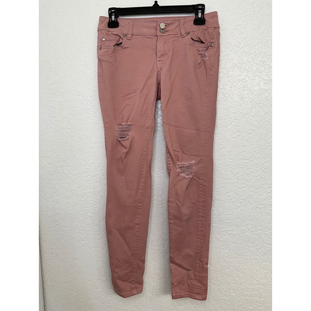 Soho Jeans Size 0‎ Boyfriend Distressed Skinny Jeans Pink Casual Denim Pants